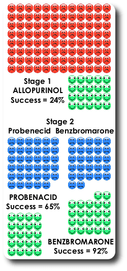 Allopurinol vs Probenecid vs Benzbromarone